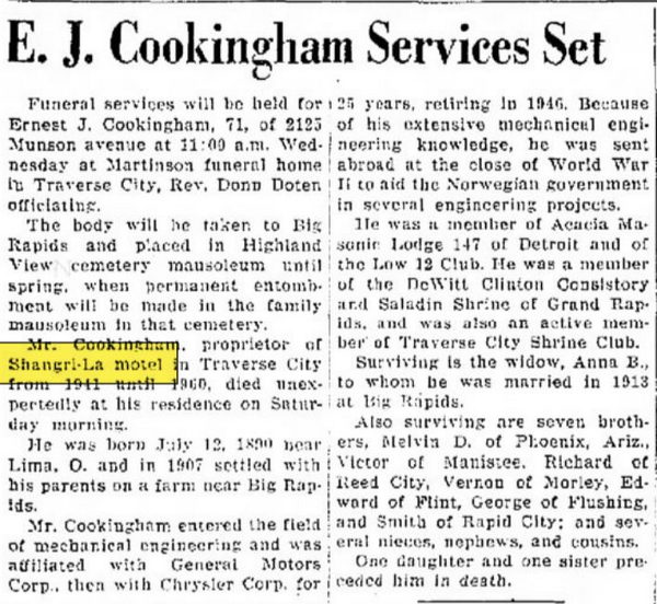 Shangri-La Motel - Feb 1962 Article On Former Owner